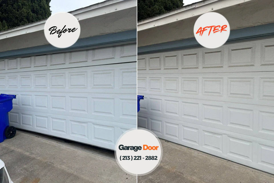 Before and after: garage door repair Hudson, IL